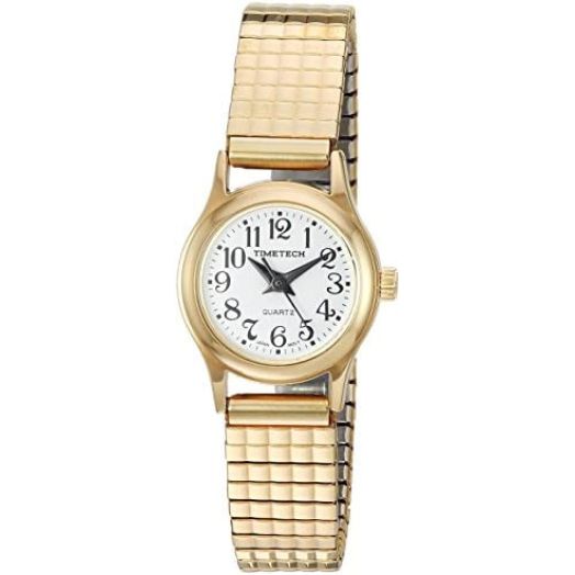 TIMETECH Women's Gold Plated Nurses Watch with Expansion Stretch bracelet
