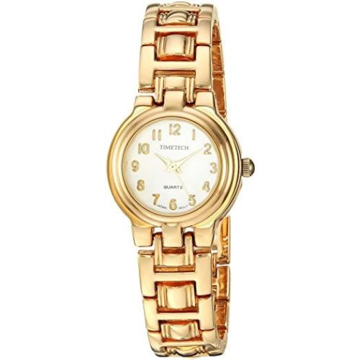 TIMETECH Women's Gold Plated Panther Link Bracelet Dress Watch White Dial