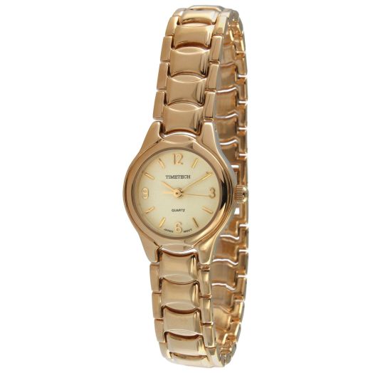 Timetech Women's Gold Plated Panther Link Bracelet Dress Watch
