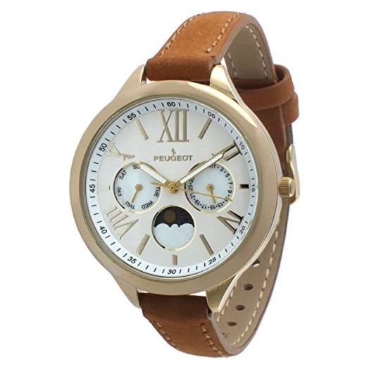 Peugeot Women's 3053 14K Gold Plated Analog Display Analog Quartz Brown Watch