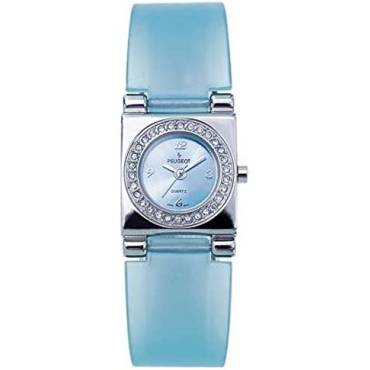 Peugeot Women's Half Bangle Watch with Colorful Acrylic Bracelet and Crystal Bezel