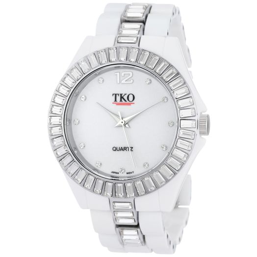 TKO ORLOGI Women's TK545-WT Ceramix Ice II Crystal Bezel Watch