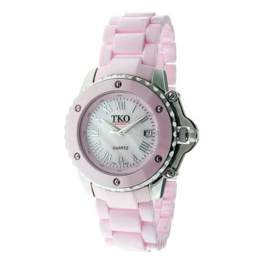 TKO ORLOGI Women's TK575-PK Genuine Ceramic Pink Dial Watch