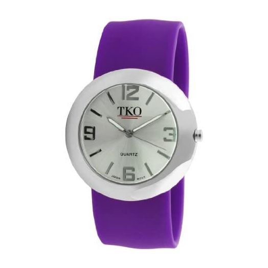 TKO ORLOGI Women's TK614-SVT Silver Slap Metal Violet Watch
