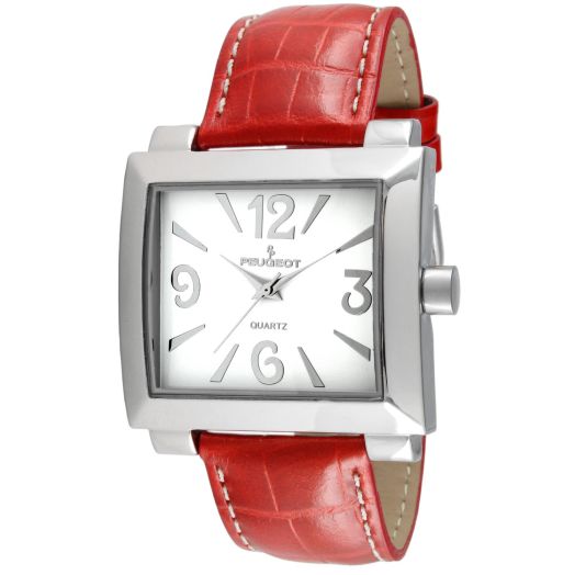Peugeot Women's Leather Easy Read Big Face Watch