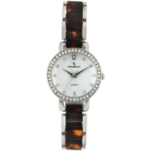 Peugeot Women's Crystal Metal Dress Watch with Acrylic Link Bracelet