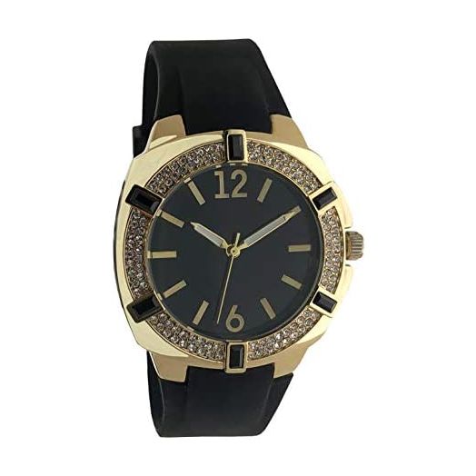 Women's Fashion 40mm Boyfriend Watch - Easy to Read Dial with Crystal Bezel and Soft Hypoallergenic Silicone Band