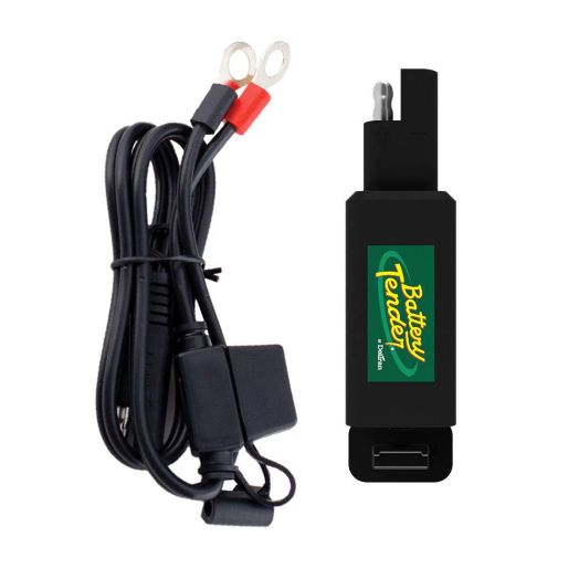 Battery Tender Ring Terminal Accessory Cable and USB Charger Adaptor: Battery Cord & 2.1 AMP USB Charging Adaptor for Mobile Devices - for Motorcycles, Golf Carts, ATVs - Quick Disconnect - 081-0174
