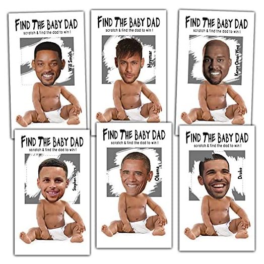 Baby Shower Games, Find the Baby Dad Scratch Off Celebrity Cards, 36 Cards(BA02-heiR)