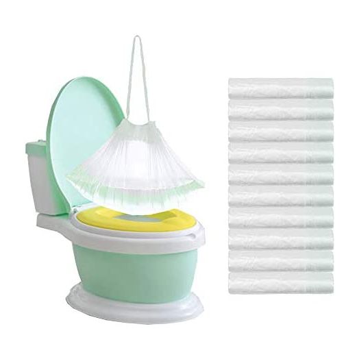 100 Pack Potty Chair Liners Disposable,Drawstring Training Toilet Seat Liner Bags Cleaning Bag for Kids Toddlers Outdoors Travel