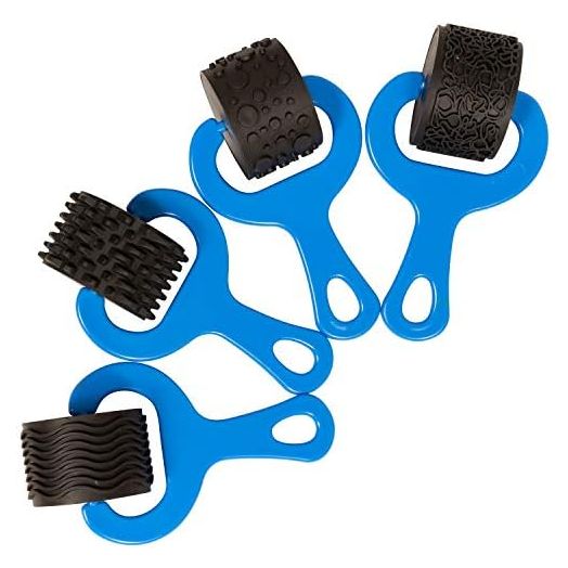 READY 2 LEARN Paint and Dough Explorers - Set 1 - Set of 4 - Sturdy, Chunky Texture Rollers for Kids and DIY - Art Tools for Pottery, Posters and Dough