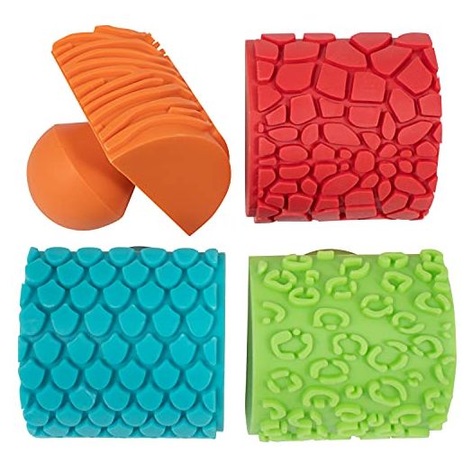 READY 2 LEARN Paint and Dough Animal Rockers - Set of 4 - Ages 2+ - Easy to Grip Arts and Crafts Stampers for Kids - DIY Textures and Patterns