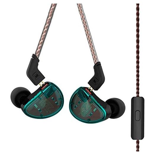 in Ear Headphones, KZ AS10 Five Balanced Aramature Extra Bass Universal-Fit Earphones Compatible(Cyan with Mic)