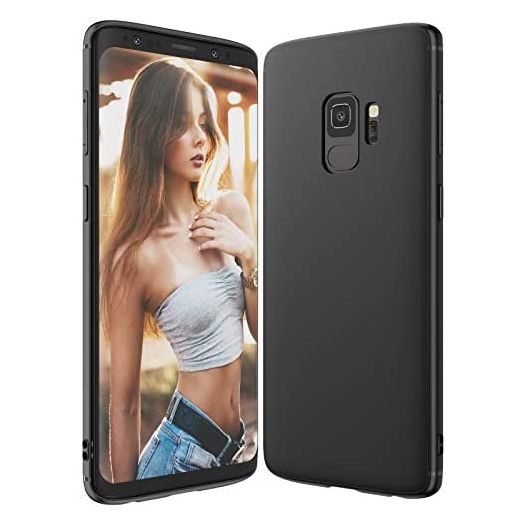 EGALO Designed for Samsung Galaxy S9 Slim Case Thin Silicone Soft Skin Flexible TPU Shock Absorbing & Scratch Resistant Protective Phone Cases Cover for Galaxy S9,Matte Black