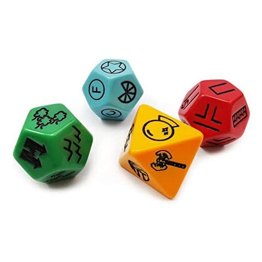 BESCON DICE Dungeon and Wilderness Terrain Treasure Type Dice Set, 4 Piece RPG Dice Set