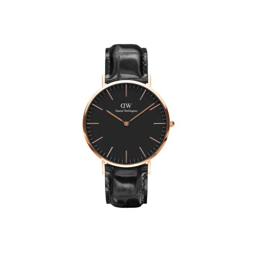 Daniel Wellington Classic Reading Watch, Italian Black Leather Band