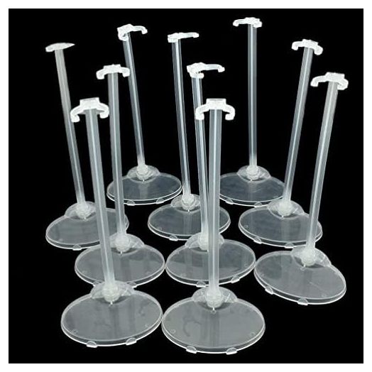 Qlychee 10pcs Transparent Stand Support for Dolls Mini Display Holder