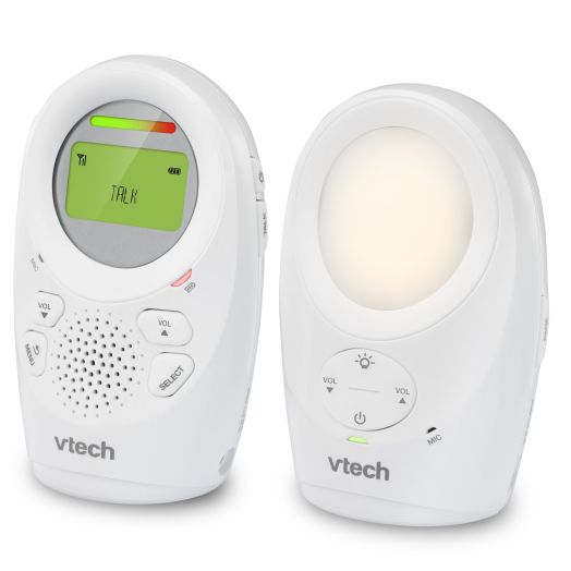 VTech DM1211 Enhanced Range Digital Audio Baby Monitor with Night Light, 1 Parent Unit, Silver & White