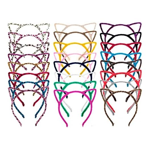 24 Colors Cat Ear Headbands, Plastic Cat Hair Hoops, Daily Decorations Party Lovely Headwear Cats Accessories