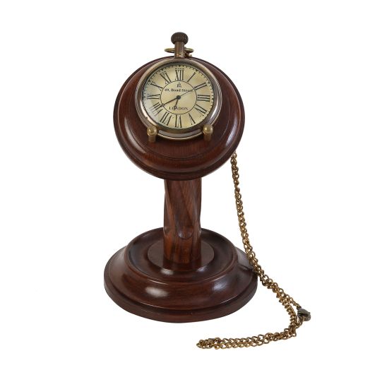 Nautical Decor Pocket Watch with chain Handcrafted wood stand Table Clock great gift for your family, friends, son, father, mother, grandparents, partner, lover, boyfriend, husband, fiancé.