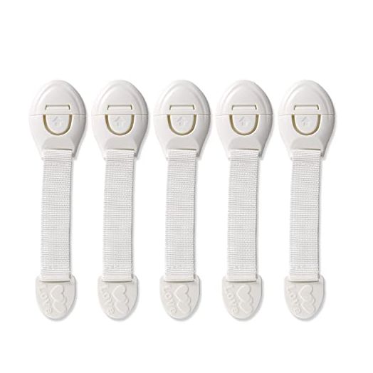 Child Safety Cabinet Locks, 5-Pack Baby Locks for Cabinets and Drawers, Baby Proofing Child Safety Strap Latches for Closet,Toilet Seat, No Drilling