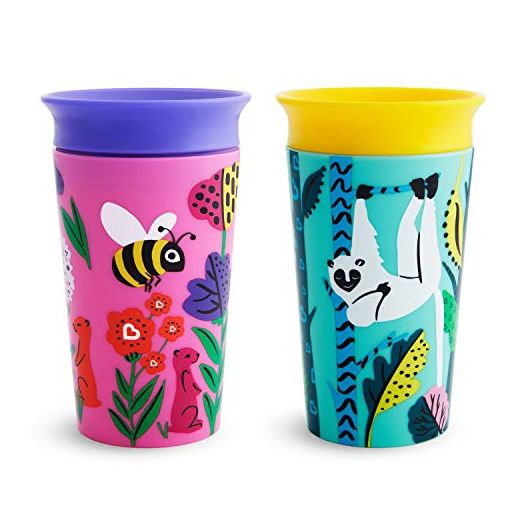 Munchkin Miracle 360 WildLove Sippy Cup, 9 Oz, 2 Pack, Bee/Lemur | Munchkin