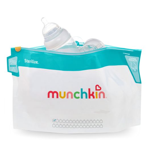 Munchkin Jumbo Baby Bottle Sterilizer Bags, Includes Cool-Touch Grip and East Close Pull Tab, 6 Pack