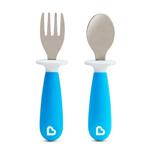 Munchkin Raise Toddler Utensil Set, Blue, 2 Pack