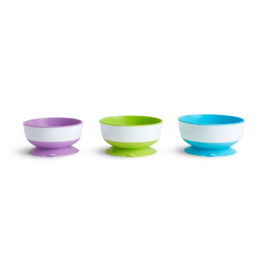 Munchkin Stay Put Suction Bowl, BPA-Free, Multi-Color, 3 Pack