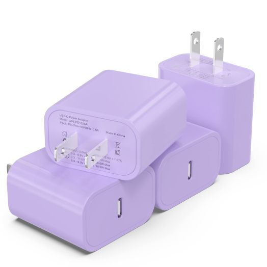 20W USB C Charger, MFi Certified iPhone 15 14 13 12 Fast Charger, Compact PD 3.0 Wall Charger Block, Lilac, 4 Pack