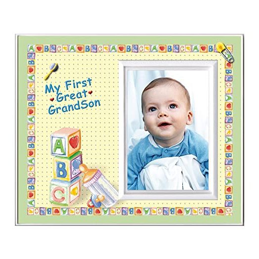 My First Great Grandson Picture Frame | New Great Grandparent Gifts | Baby Announcement Frame | Photo Frame Measures 8.25 x 7 in | Holds a 3.5 x 5 in Photo | Front-Load Photo Design |Easy to Mail