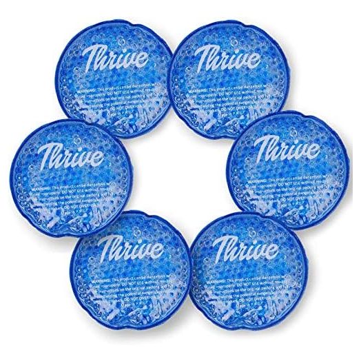 Thrive Round Hot & Cold Ice Packs (6 Pack) – Reusable Gel Bead Ice Pack w/ Cloth Fabric Backing – Hot and Cold Pack for Tired Eyes, Sinus Relief