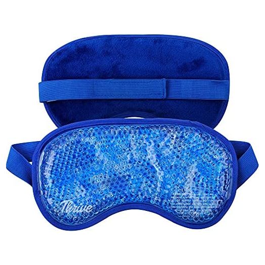Thrive Gel Bead Hot and Cold Eye Masks, Reusable Gel Bead Ice Pack Provides Ice and Heat Pain Relief for Head, Migraine, Puffy Eyes, Beauty, Relaxing, and Sleep (Blue)