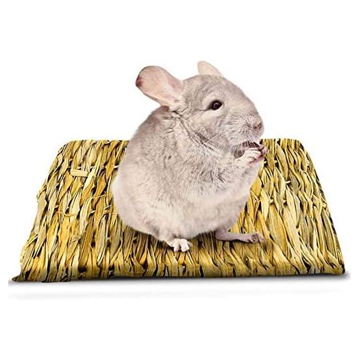 SunGrow Chinchilla Grass Mat, 8” x 11”, Bunny Foraging Straw Bedding Floor Mat for Rabbit Cages and Nesting Box Sleeping, Chew Toy Bed for Guinea Pig, Squirrel, Hamster, Cat and Small Animal