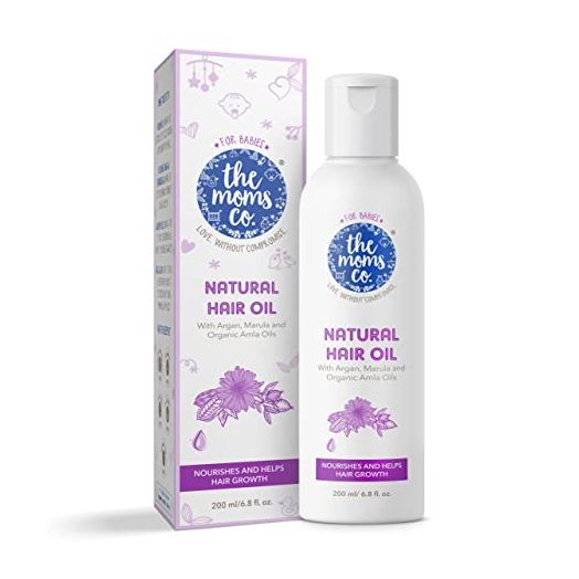 The Moms Co. Natural 10-in-1 Baby Hair Oil with Argan Oil, Marula, Avocado, Bhringraj Oil and USDA-Certified Organic Amla Oil -200 ml