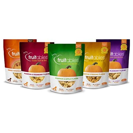 Fruitables All Natural 7 Ounce Vegetarian Pumpkin Baked Crunchy Dog Treats, Variety Pack