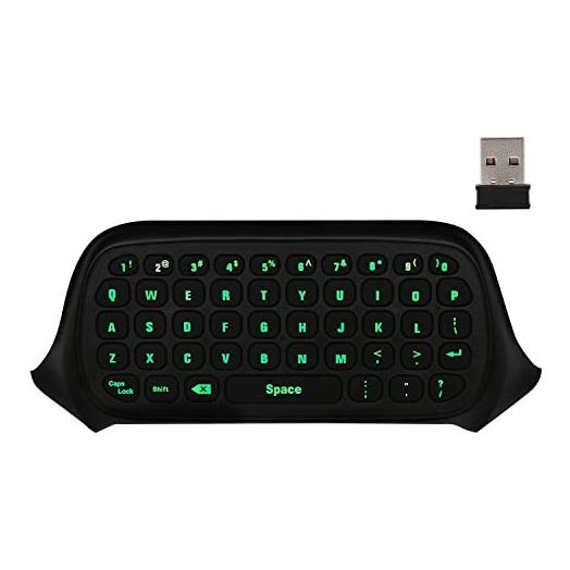 MoKo Xbox One Mini Green Backlight Keyboard 2.4G Receiver Wireless Chatpad Message Game Keyboard Keypad with Headset/Audio Jack for Xbox One/Xbox One S/Xbox One Elite/2/Xbox Series X/S, Black