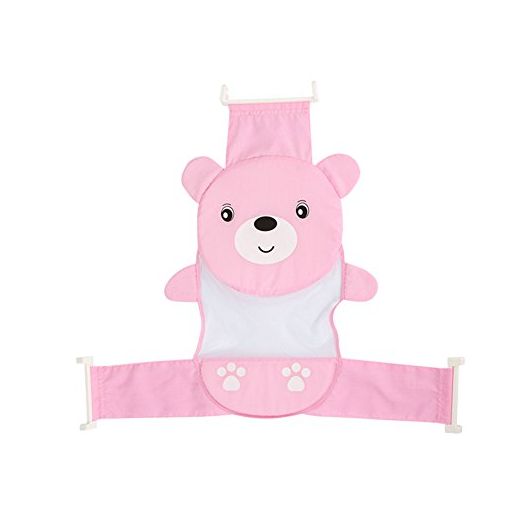 Unetox Baby Bath Tub Support Anti-Slip Soft Net Bathtub Bear Bather Sling Shower Mesh Bathing Cradle Cute Bear Bather (Pink)