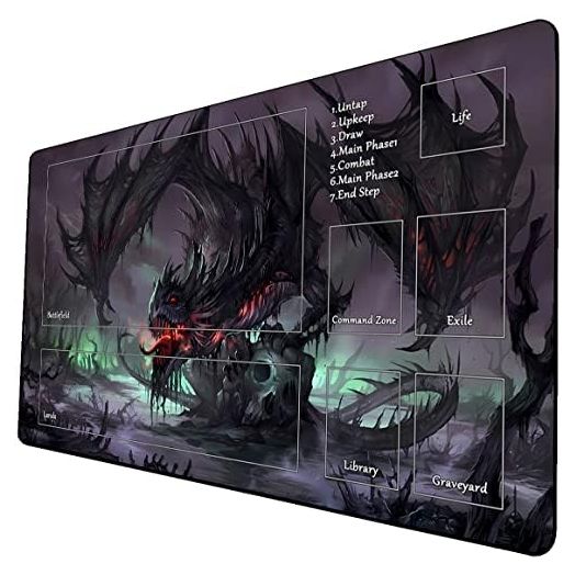 MTG Playmat, Game Play Mat for MTG TCG 24 x 14 inches Trading Card Inked Game Playmats with Storage Bag Smooth