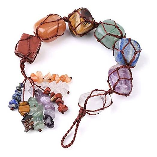 Pinklife 7 Chakra Car Ornament, Gemstones Reiki Healing Crystals Tassel Hanger