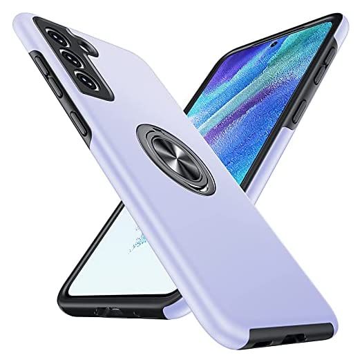 Anqrp Hidden Series Galaxy S21 FE Case 5G, [Heat Dissipation] [No Fall-Off Kickstand] 360°Metal Ring, 15Ft Military Grade Shockproof Phone Case for Samsung Galaxy S21 FE 6.4 Inch, Purple