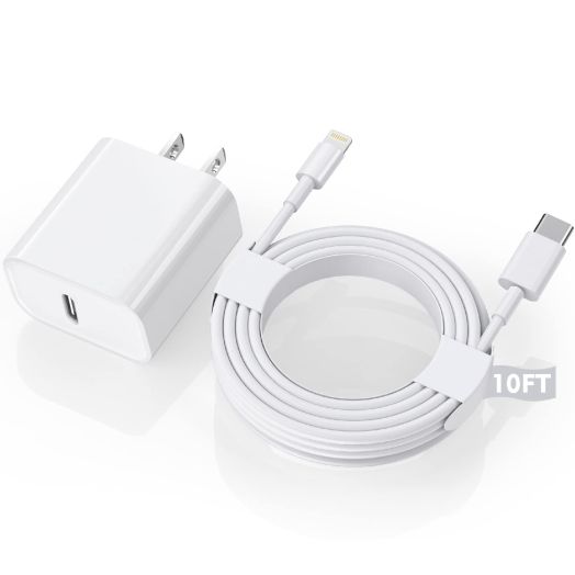 iPhone ChargerApple MFi Certified 10FT Extra Long Fast Charging Type C to Lightning Cable with 20 PD USB C Wall Charger Block for iPhone 14/14 Pro/13 Pro Max/13 Mini/12/Pro/Max/Mini/11/XR/X/8/Plus