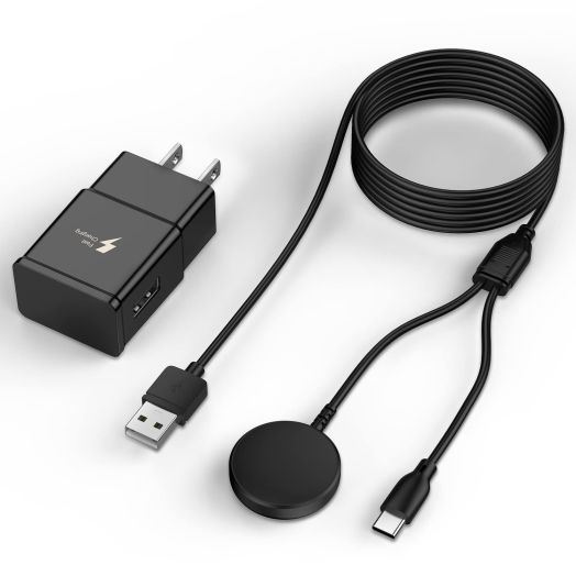 2 in 1 Samsung Watch Charger 6.6FT/2M Galaxy Watch Charger Cable with 18W USB A Fast Charger Power Adapter Plug for Samsung Galaxy Watch 6/5/4/3/2/1,Galaxy S23/S22/S21/S20/S10/Note 20/10/9/8,Buds,Tab