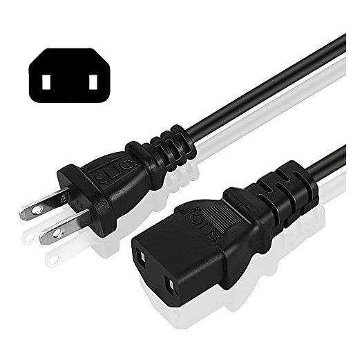 Sliq Gaming [UL Listed] 2 Prong Power Cable Cord - for Xbox One Original, Xbox 360, Playstation 3 & PS4 Slim & Pro (6 Feet)