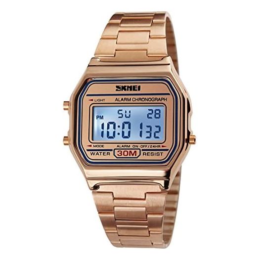 Classic Unisex Women's Men's Digital Multifunction Sports Watch Stainless Steel Band Square Waterproof Electronic Led Watch