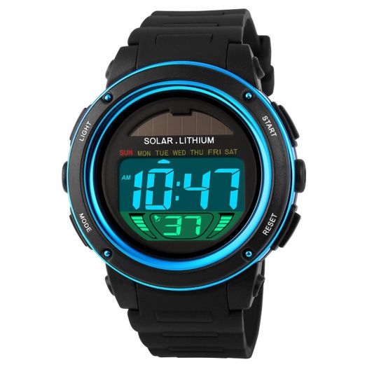 MASTOP Solar Watch Neutral LED Digital Watch Military Waterproof Sports Watch Black