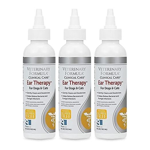 Veterinary Formula Clinical Care Ear Therapy, 4 oz. – Medicated Ear Drops to Help Relieve Bacterial and Fungal Infections in Dogs and Cats – Cleans and Deodorizes – 3 Pack