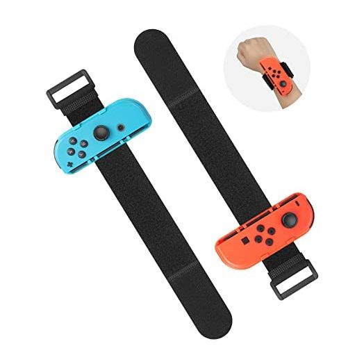 Wrist band for Just Dance 2022 2021 2020 Switch, Wrist Strap Compatible with Nintendo Switch & Switch OLED Joy Con Controller, Adjustable Size Suitable for Adults and Children (Blue+Red)