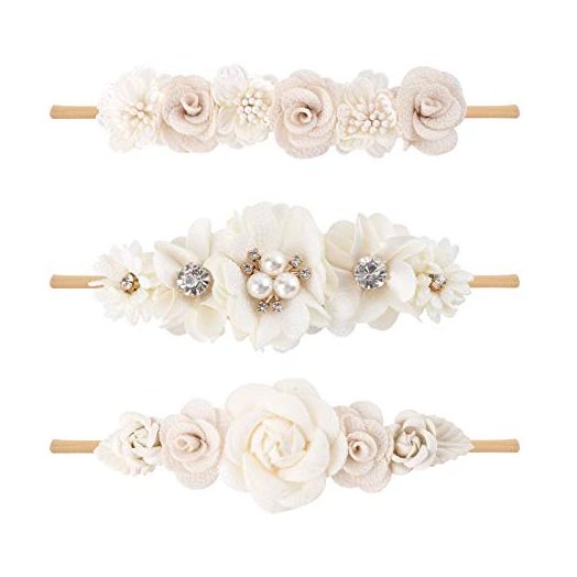 Baby Girl Floral Headband BFNAAgirl Nylon Flower Crown Elastic Hairband 3pcs Hair Accessories Gift for Girls (30#)