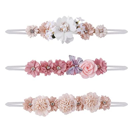 Flower Headband for Baby Girl BFNAAgirl Elastic Baby Floral Headbands Crown Hairbands Hair Accessories for Newborn Infant Toddlers Kids 3pcs/set